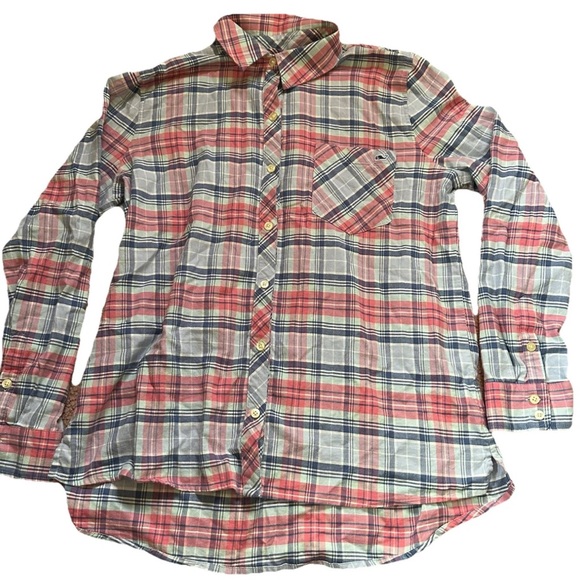 EUC Girls Vineyard Vines Pink Blue Plaid 100% Cotton Button Down Shirt Size 14 - Picture 1 of 6